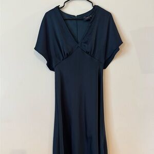 Navy Blue Midi Dress Size 10 – Flutter Sleeve V-Neck Cocktail/Wedding Guest